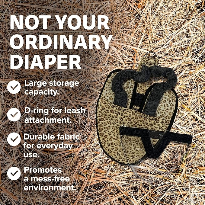 Hen Holster Starter Kit - Wrap-Around Duck Diaper w/Removable Liner & Fixed Tab - Durable, Secure Fit, Easy-to-Wear - Essential Duck Supplies for Real Ducks, Made in USA - Leopard, XS