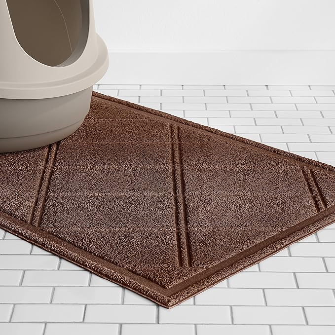 Amazon Basics Less-Mess Cat Litter Box Mat, 24" x 35", Unscented, Brown (Pack of 10)