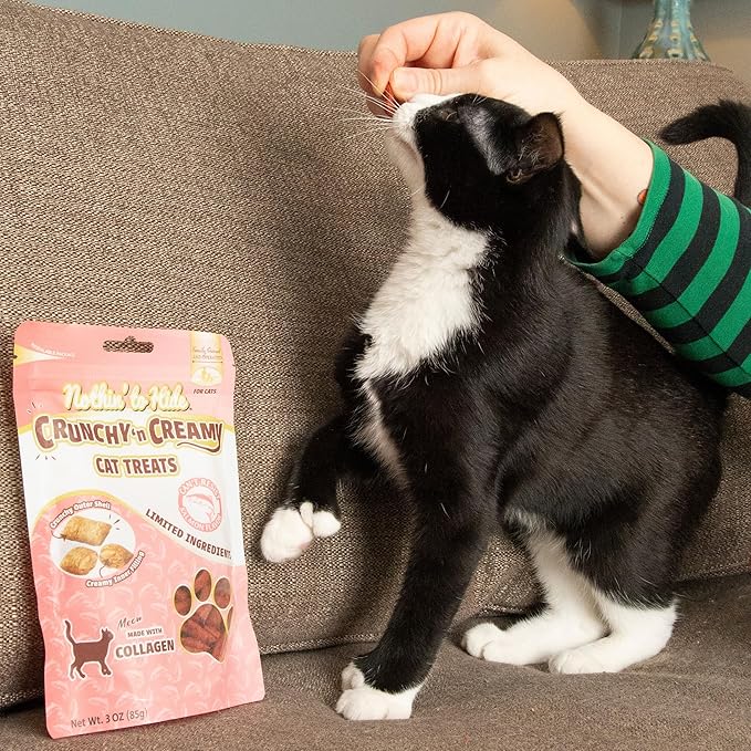Fieldcrest Farms Nothin’ to Hide Collagen Cat Treats – Crunchy & Creamy Cat Snacks, High-Protein Healthy Treats for Skin, Coat & Joint Support, Salmon Flavor, 3 oz.
