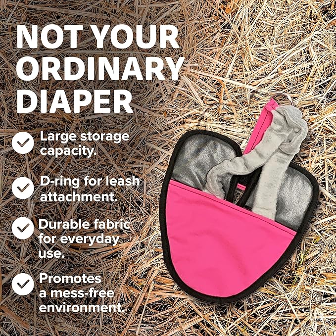 Hen Holster Premium Starter Kit - Bird Diaper, Wrap Around for Larger Pigeons, Small Breed Hens & Roosters - Leak-Proof, Comfortable Bird Harness with Sewn-in Liner & Hook & Loop Closure - XS, Pink