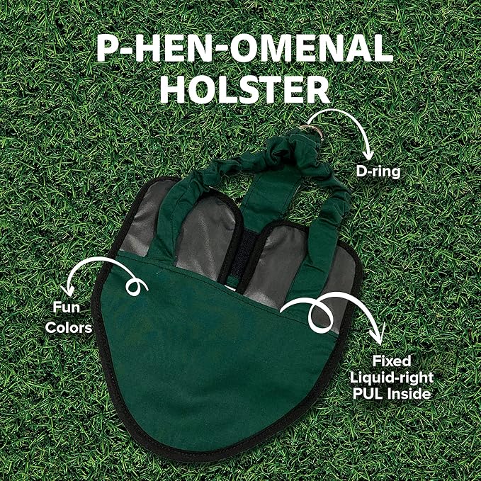 Hen Holster Premium Starter Kit - Bird Diaper, Wrap Around for Hens, Roosters, Ducks - Leak-Proof, Comfortable Bird Harness with Sewn-in Liner, Secure Hook & Loop Closure - Large, Green