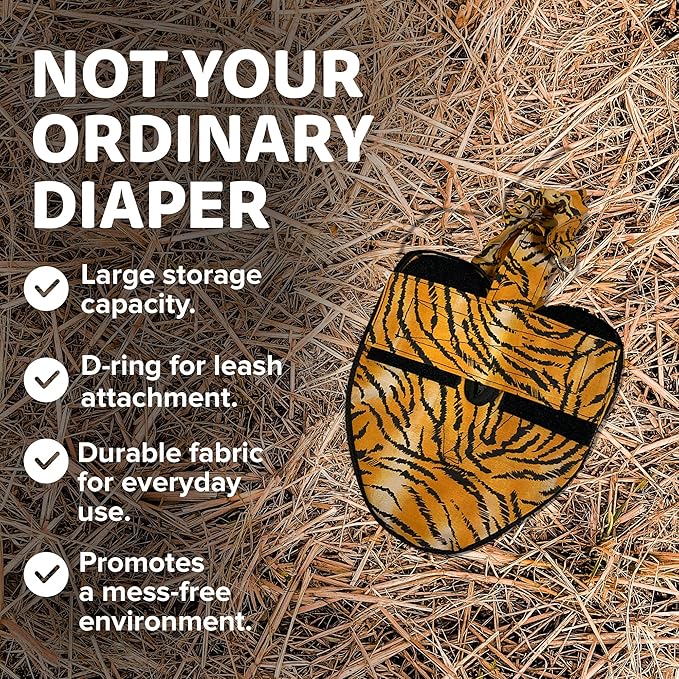 Hen Holster Premium Starter Kit - Bird Diaper, Wrap Around for Hens, Roosters, Ducks - Leak-Proof, Comfortable Bird Harness with Sewn-in Liner, Secure Hook & Loop Closure - Large, Tiger