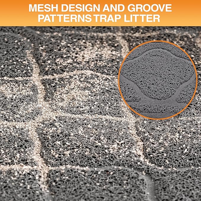 Neater Pets Neater Mat Cat Litter Mat, Thick & Durable Cat Mat for Litter Box, Trapper Pad Catches Mess to Protect Indoor Floors, Soft on Kitty Paws, Anti-Skid Grip Backing, Easy to Clean, Charcoal