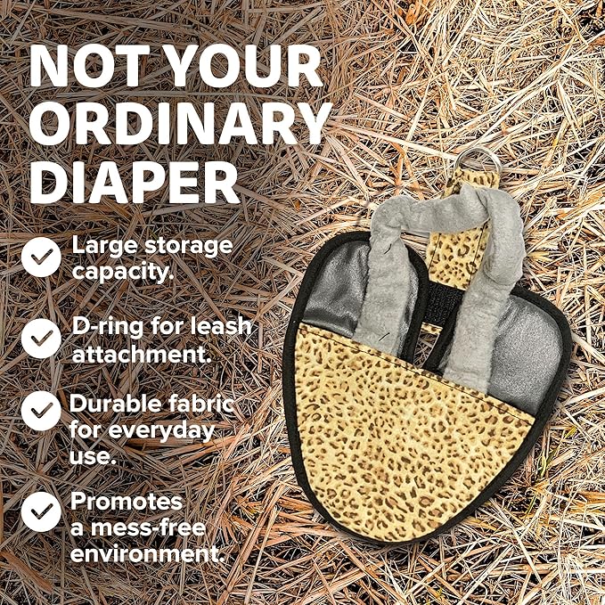 Hen Holster Premium Starter Kit - Bird Diaper, Wrap Around for Larger Pigeons, Small Breed Hens & Roosters - Leak-Proof, Comfortable Bird Harness with Sewn-in Liner & Hook & Loop Closure - XS, Leopard