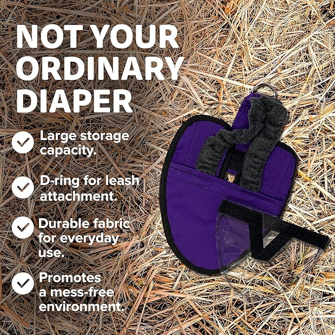 Hen Holster Starter Kit - Wrap-Around Duck Diaper w/Removable Liner & Fixed Tab - Durable, Secure Fit, Easy-to-Wear - Essential Duck Supplies for Real Ducks, Made in USA - Purple, XS