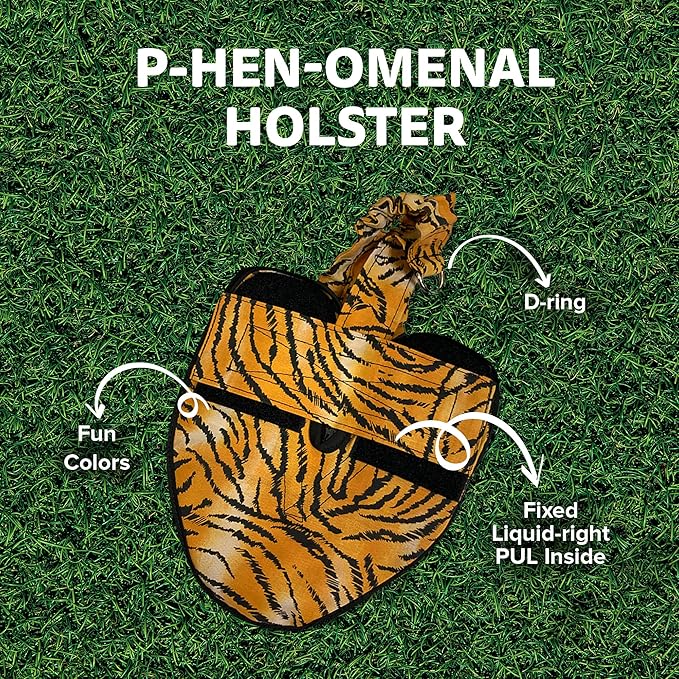 Hen Holster Premium Starter Kit - Bird Diaper, Wrap Around for Hens, Roosters, Ducks - Leak-Proof, Comfortable Bird Harness with Sewn-in Liner, Secure Hook & Loop Closure - XL, Tiger