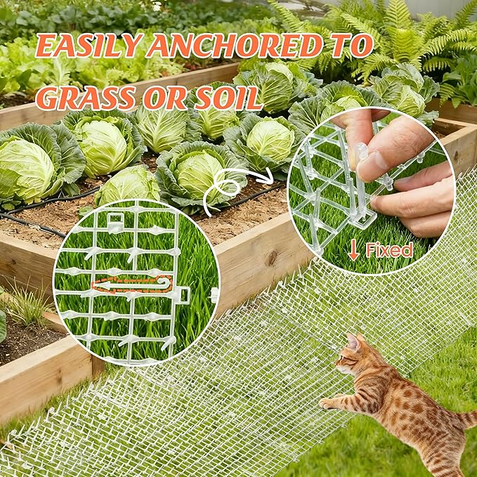 Transparent Cat Scat Mat with Spikes, 6.5FT Clear Cat Deterrent Mat for Sofa, Windowsill, Balcony & Garden, Cuttable Indoor Outdoor Pet Repellent Mat, 78 x 11 Inch