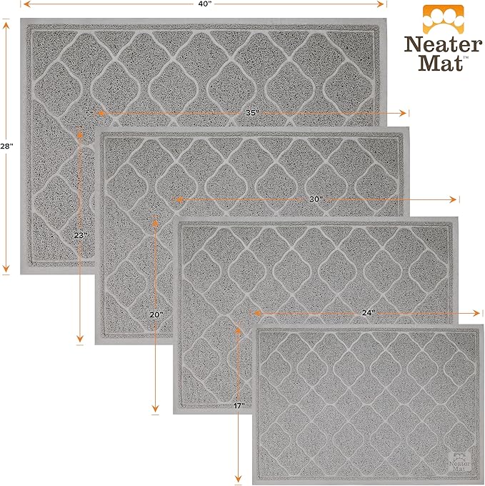 Neater Pets Neater Mat Cat Litter Mat, Thick & Durable Cat Mat for Litter Box, Trapper Pad Catches Mess to Protect Indoor Floors, Soft on Kitty Paws, Anti-Skid Grip Backing, Easy to Clean, Grey
