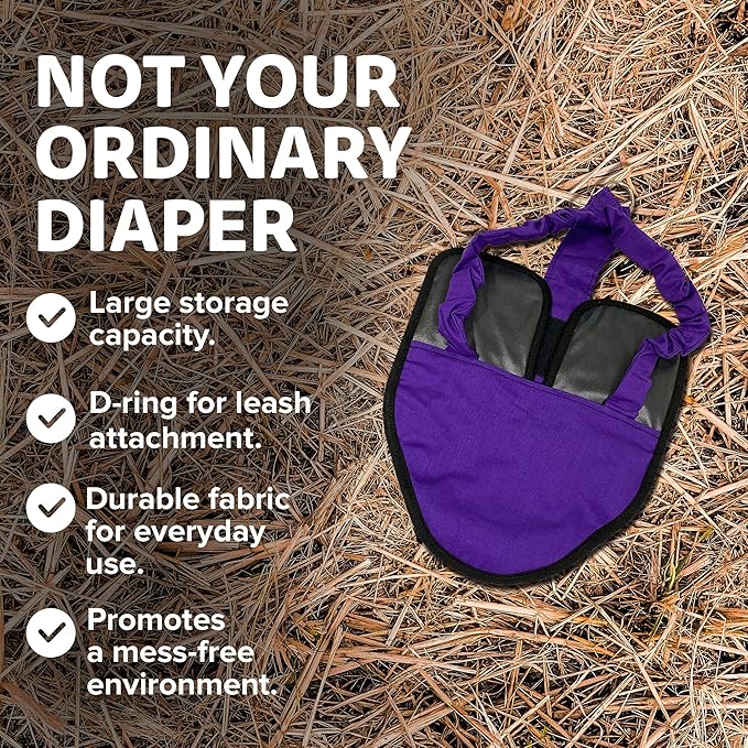 Hen Holster Premium Starter Kit - Bird Diaper, Wrap Around for Hens, Roosters, Ducks - Leak-Proof, Comfortable Bird Harness with Sewn-in Liner, Secure Hook & Loop Closure - S/M Purple