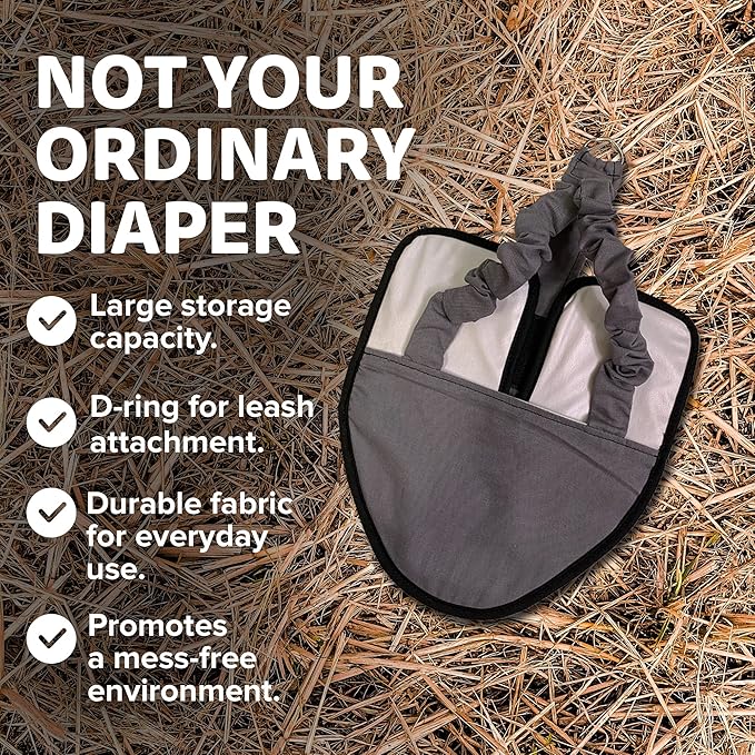 Hen Holster Premium Starter Kit - Bird Diaper, Wrap Around for Hens, Roosters, Ducks - Leak-Proof, Comfortable Bird Harness with Sewn-in Liner, Secure Hook & Loop Closure - S/M, Gray