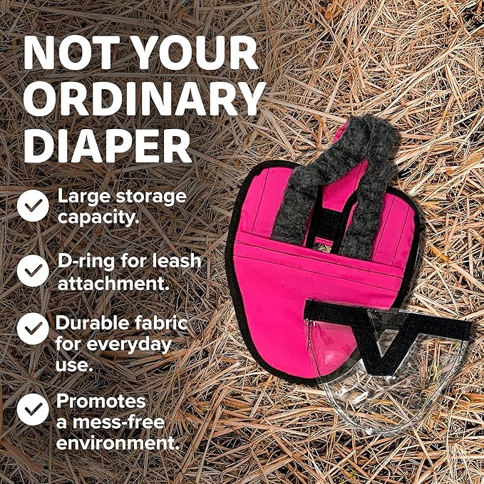 Hen Holster Starter Kit - Wrap-Around Duck Diaper w/Removable Liner & Fixed Tab - Durable, Secure Fit, Easy-to-Wear - Essential Duck Supplies for Real Ducks, Made in USA - Pnk, XS